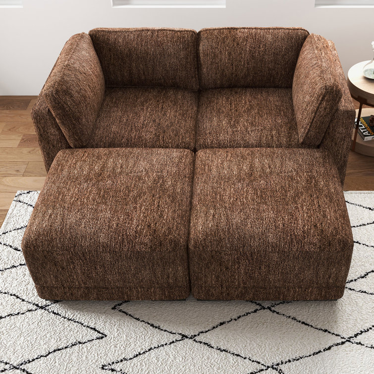 Latitude Run® Meco Chenille Modular Sofa Bed: 2 Corner Chairs & 2